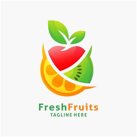 Diseño de logotipo de frutas frescas. | Vector Premium