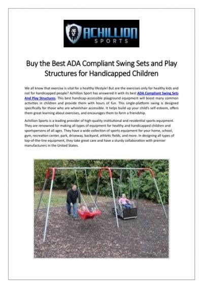 Ada Compliant Swing Sets and Play Structures