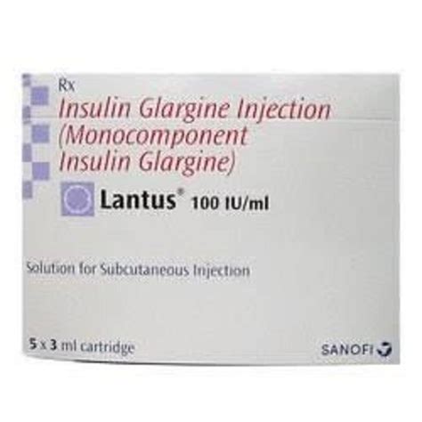 Lantus Insulin Glargine Injection, Packaging Size : 5 x 3 ml Cartridge ...