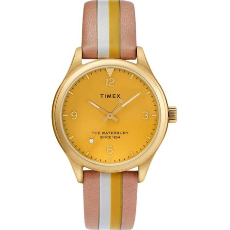 Timex - Timex The Waterbury Traditional Quartz Movement Yellow Dial Ladies Watch TW2T26600 ...