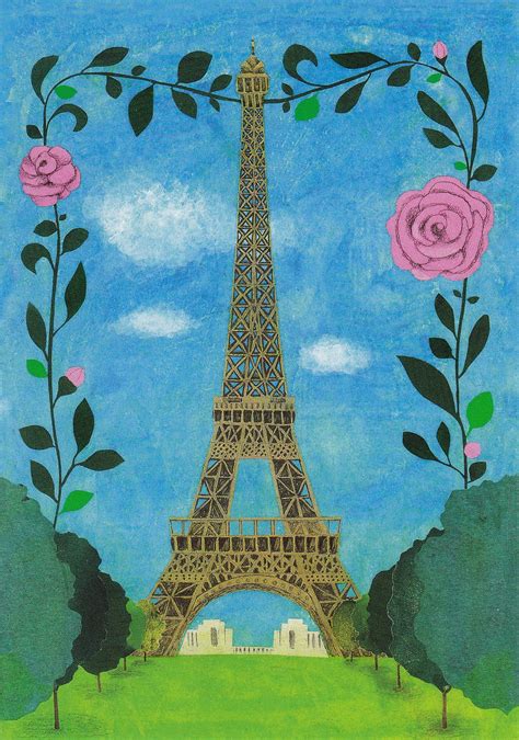 karine daisay illustration, eiffel tower and roses Paris Holiday, Paris France, Eiffel Tower ...
