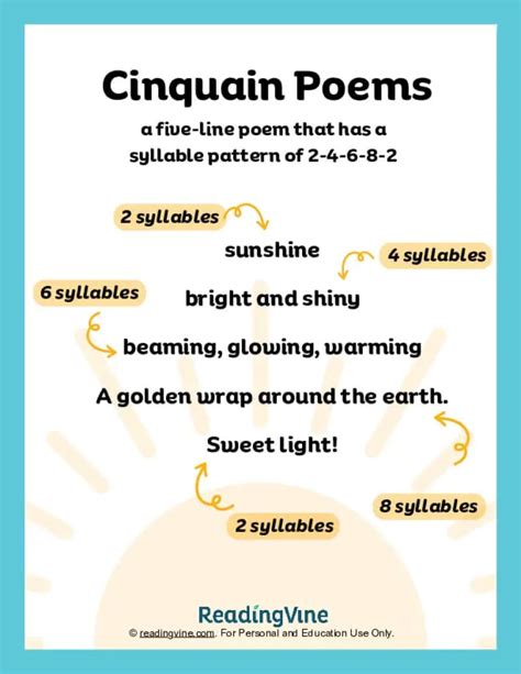 Cinquain Poem Examples and Activities - ReadingVine