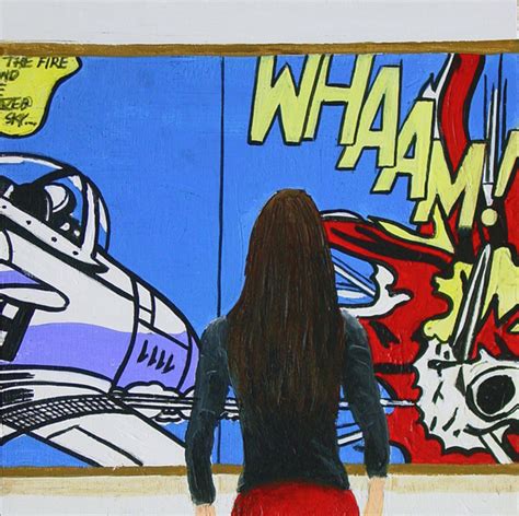 Whaam!- Woman Enjoying Painting By Roy Lichtenstein | Daily Painters International Art Gallery