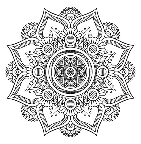 Pretty Mandala flower - Mandalas Kids Coloring Pages