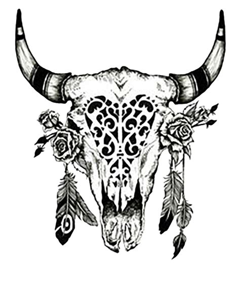 Cattle Drawing Cow's Skull: Red, White, and Blue Clip art - tattoo png download - 983*1183 ...