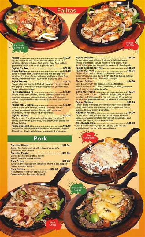 Menu of Santa Fe Mexican Grill in Largo, FL 33770