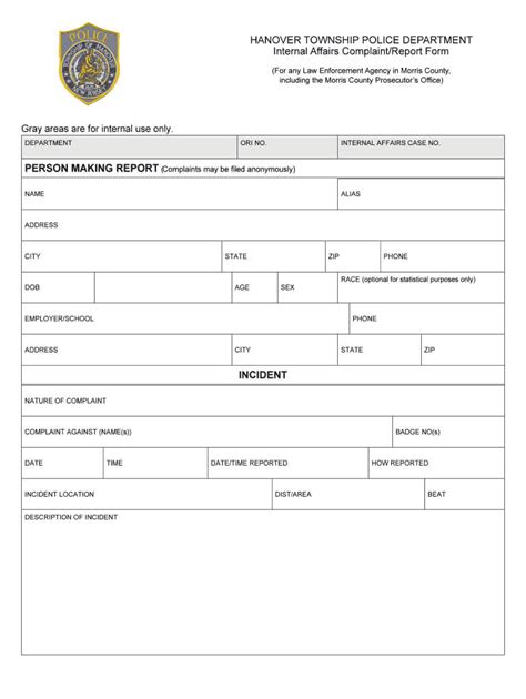 Blank Police Report Template