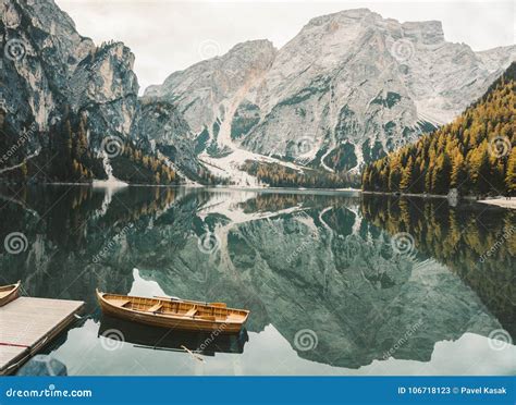 Lago Di Braies - a Magical To Breathtaking Lake. Stock Image - Image of ...