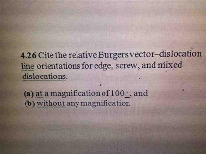 Solved Cite the relative Burgers vector-dislocation line | Chegg.com