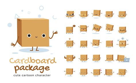 Cardboard Box Mascot Character Set. Vector Illustration. 830525 Vector ...