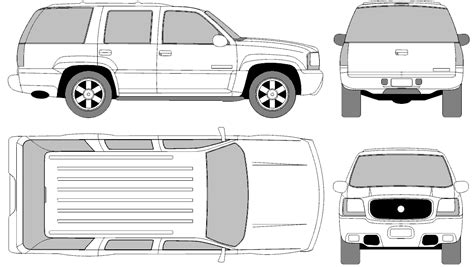 2001 Cadillac Escalade SUV blueprints free - Outlines