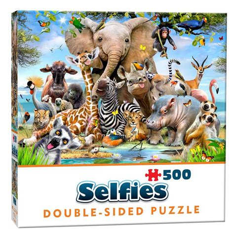 Wild Animals Selfie Double-Sided Jigsaw Puzzle (500 Pieces) – PDK