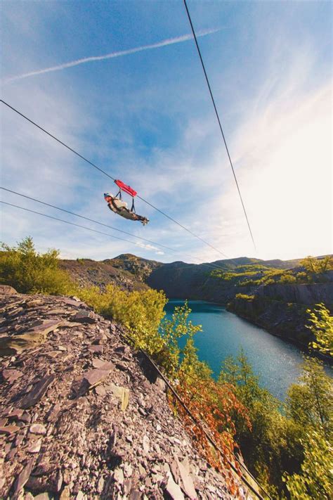 The world's fastest zip line, Velocity, in Snowdonia/ Eryri, North ...