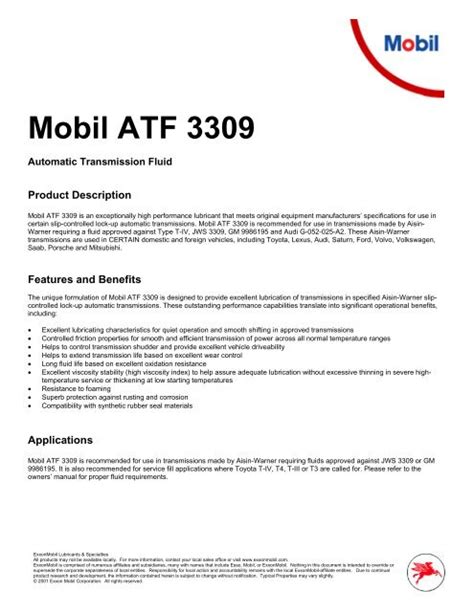 Mobil ATF 3309 (PDF)