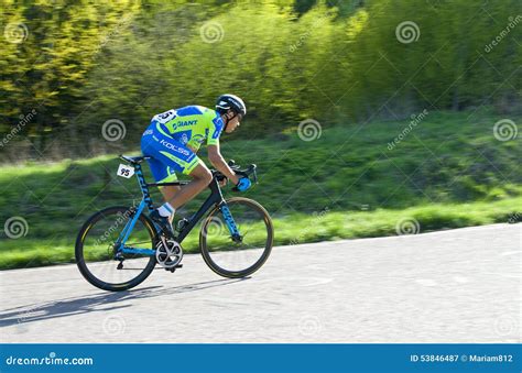 Cyclist on bike race editorial photography. Image of race - 53846487