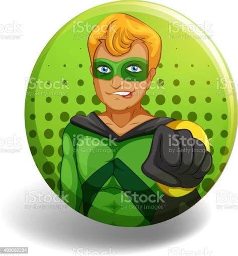 Superhero Green Round Badge Stock Illustration - Download Image Now ...