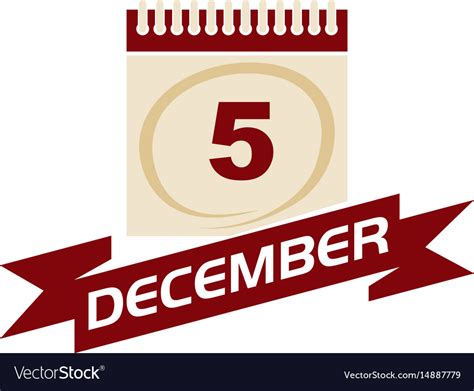 5 december calendar with ribbon Royalty Free Vector Image