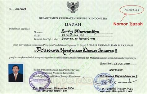 Contoh Ijazah Diploma 3, S1 dan S2 | Lengkap Nomor Ijazah