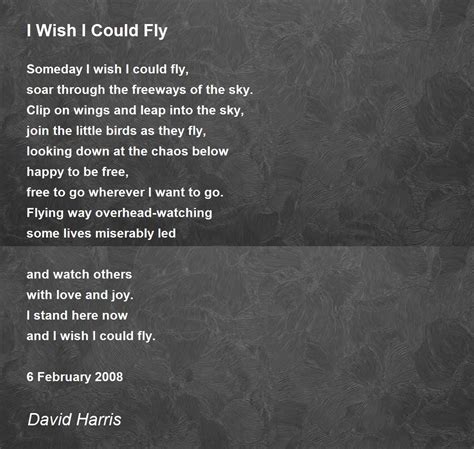 I Wish I Could Fly Poem by David Harris - Poem Hunter