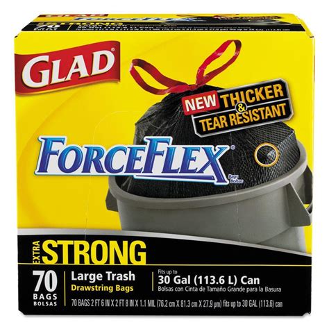 Glad 30 Gal. Drawstring ForceFlex Large Black Trash Bags (70-Count ...