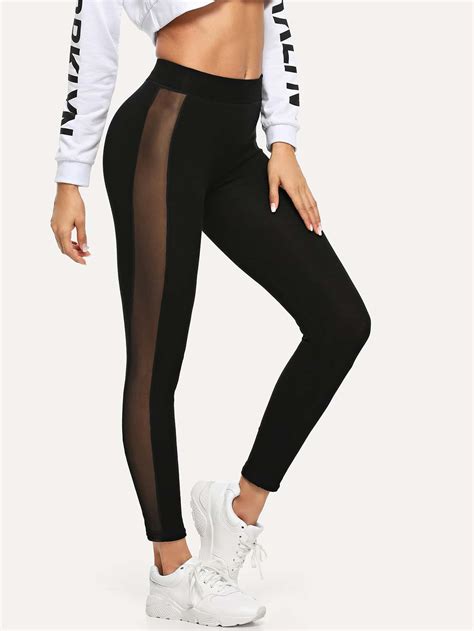 mesh leggings with panel