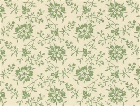 Green Floral Cotton Fabric Vintage Style Fabric Fabric by | Etsy