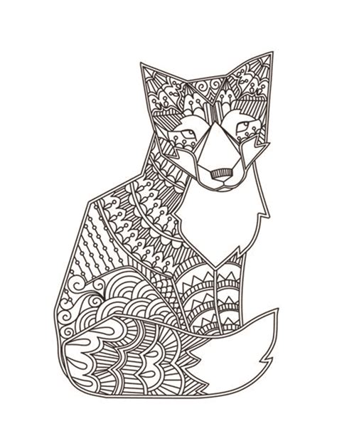 a black and white drawing of a fox