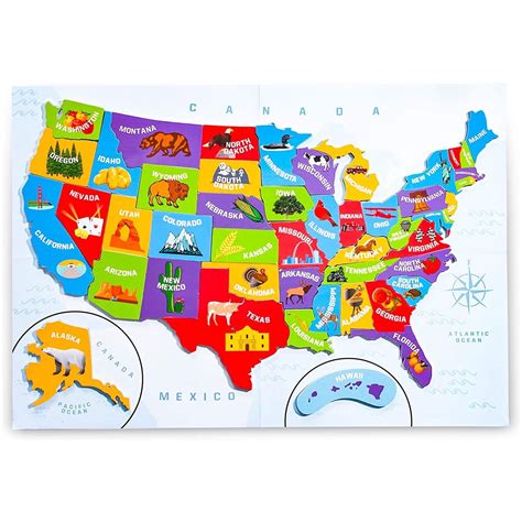 United States Puzzle For Kids 70 Piece USA Map Puzzle 50 States With ...