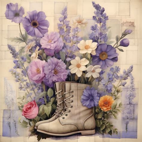Vintage Floral Boots Art Free Stock Photo - Public Domain Pictures