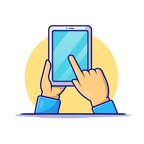 Hand Holding Tablet Cartoon Vector Icon Illustration. Technology Object ...