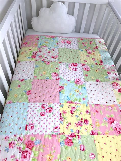 Baby girl Quilt, Floral baby bedding, Girl crib Quilt, Baby girl gift, Floral crib Quilt, Pink ...