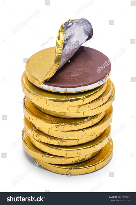 Open Gold Coin Chocolate Stack Isolated Stock Photo 1747323767 | Shutterstock