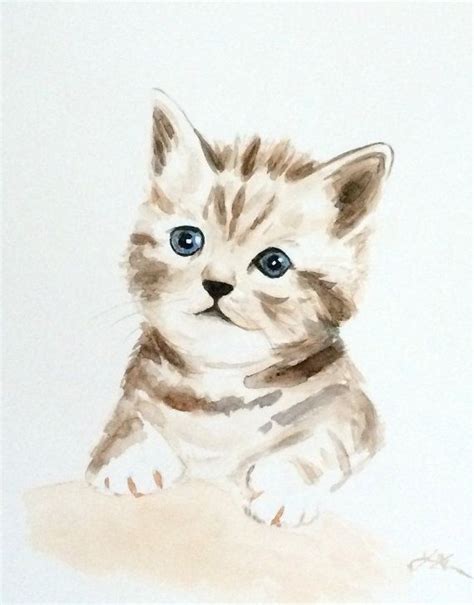 Original Watercolor Painting Kitten Kitten Painting 8x10 | Etsy ...