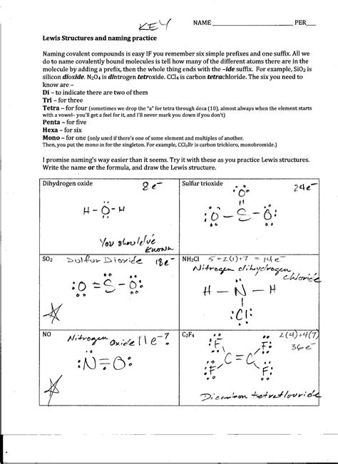 Lewis Dot Structures Worksheet Answers