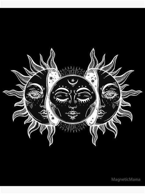 Vintage Sun and Moon Solar Eclipse Art Print by Magnetic Pajama ...