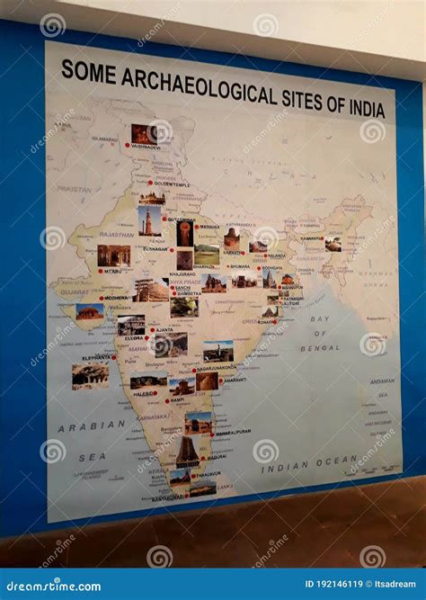 Some Archaeological Sites of India Map Editorial Stock Image - Image of ...