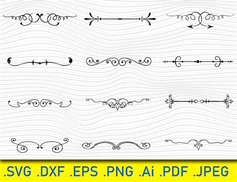 Clip Art 12 Calligraphic Ornamental Line Border svg Text Dividers SVG Frame svg Decorative ...