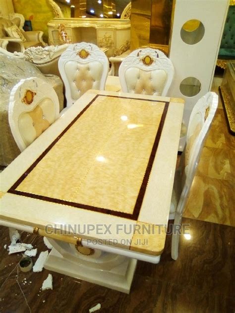 6 Seater Marble Top Royal Dining Table Set in Ojo - Furniture, Chinupex Furniture Interiors ...