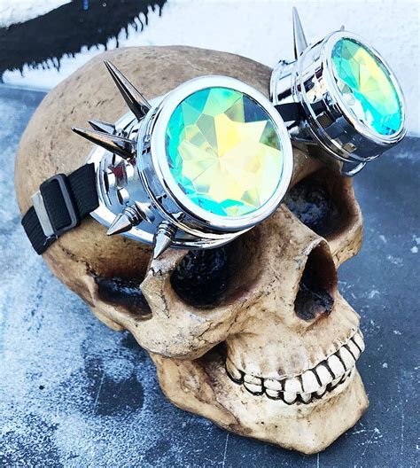 Chrome Look Cyber-Goth STEAMPUNK Welders Style Goggles with | Etsy