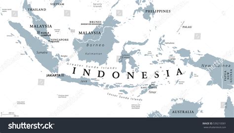 Indonesia Political Map Capital Jakarta Islands Stock Vector (Royalty ...