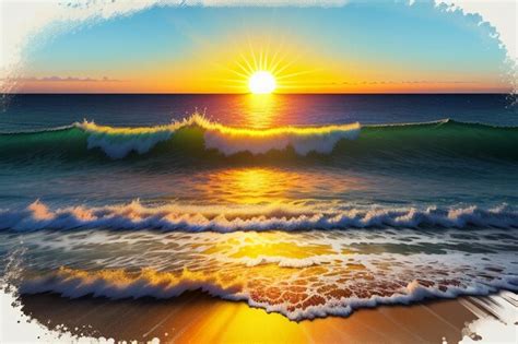 Premium AI Image | Sunrise and sunset light on the ocean beach island ...