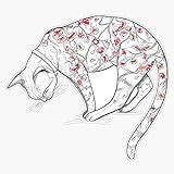 Amazon.com: EMC Graphics Cat in Blue Peony Tattoo Vinyl Waterproof Sticker Decal Car Laptop Wall ...