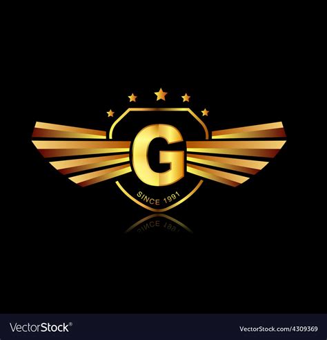 Letter g winged crests logo alphabet logotype Vector Image