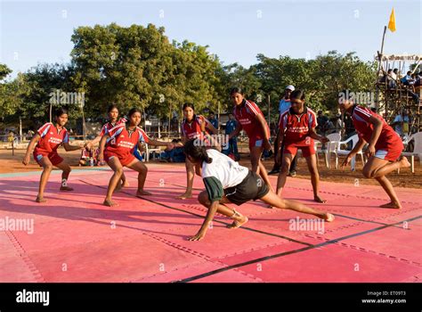 Girls playing Kabaddi game at Coimbatore ; Tamil Nadu ; India Stock ...