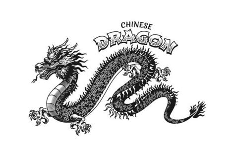 Chinese Dragon Tattoo Design. Monochrome Graphic by pch.vector · Creative Fabrica