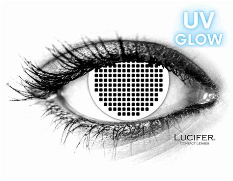 Glow White Mesh UV Contact Lenses (1 pair) - Lucifer - Halloween ...