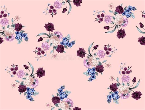 Seamless Colored Floral Pattern on Light Background, Designed for ...