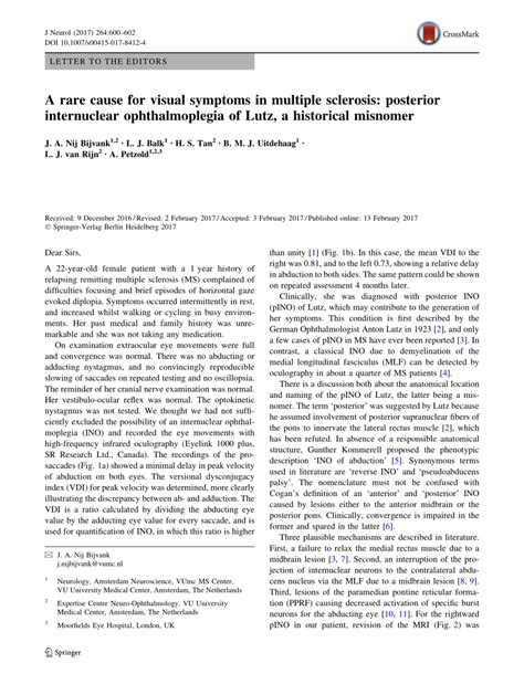 (PDF) A rare cause for visual symptoms in multiple sclerosis: posterior ...