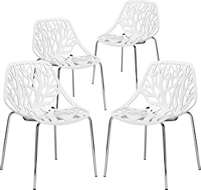 Smilemart Mid-Century Modern Padded Dining Chairs Set Of 4 White : Buy Alden Design Mid Century ...