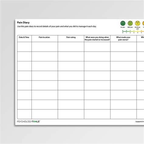 Printable Chronic Pain Diary Template - Printable Word Searches